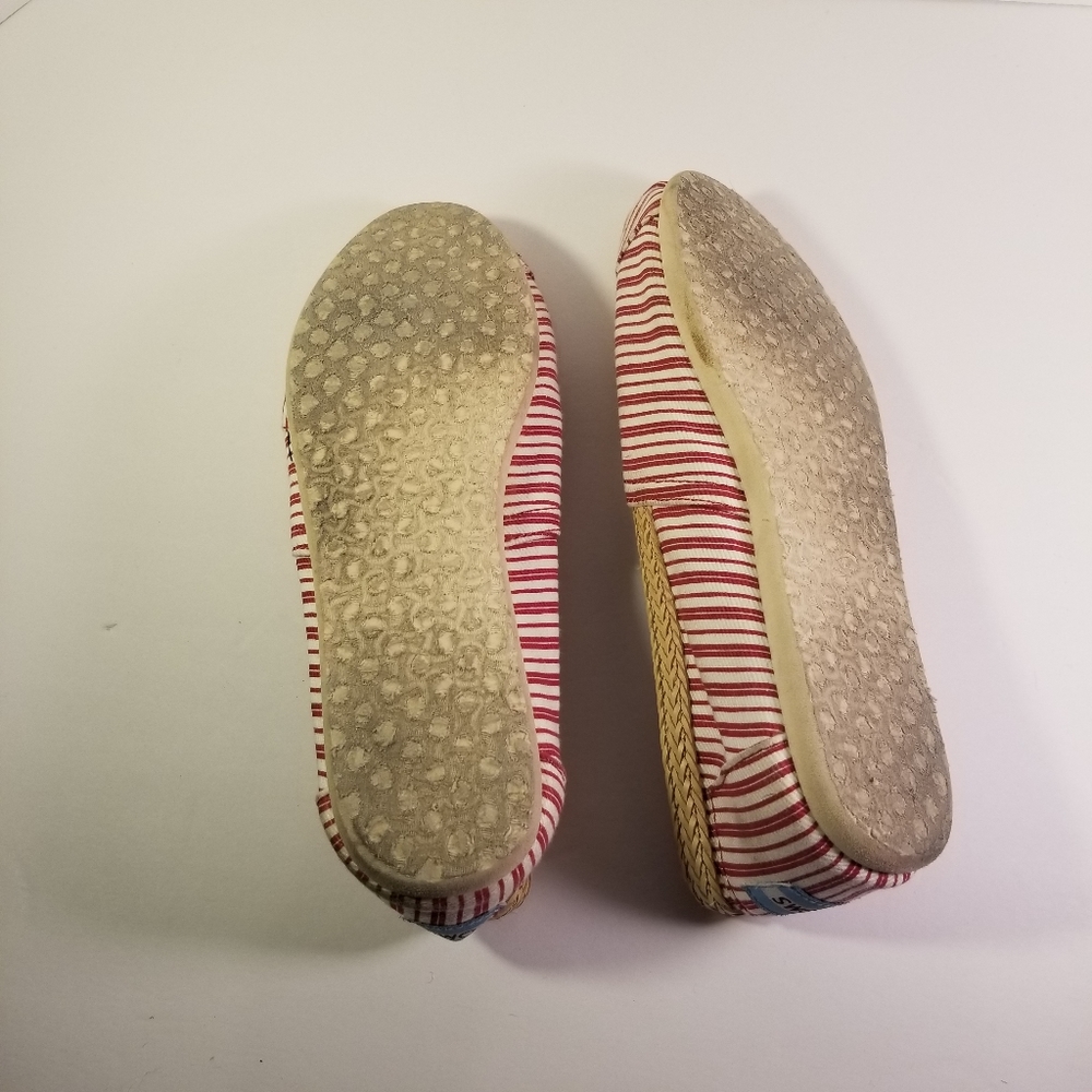 Toms Slip On Flats Striped 7.5 Women's Red White - Picture 8 of 8